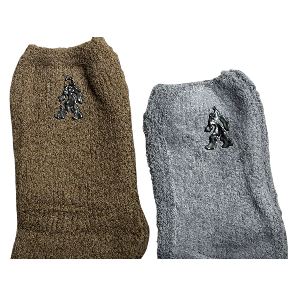 New Slipper Fuzzy Yeti Socks, Unisex Grey and Brown - Picture 5 of 5